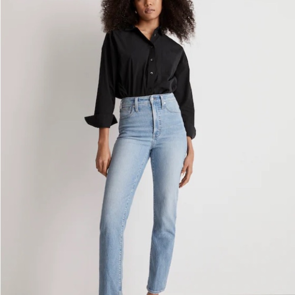 Madewell the Perfect Vintage Straight Leg Light Blue Jeans